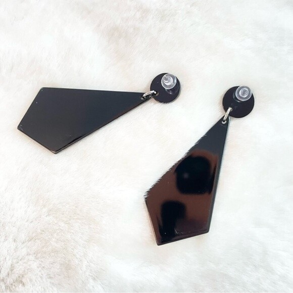 Colorful Mosaic Gradient Ombré Acrylic Resin Drop Dangle Earrings NWT - Picture 4 of 4